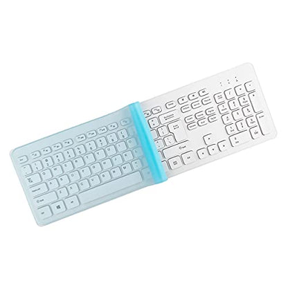 Universal Keyboard Cover Skin for Standard Size PC Computer Desktop Keyboards (17.52" x 5.51"), Clear Waterproof Anti-Dust Silicone-Blue - color: Blue, size: 17.52 x 5.51 Inch