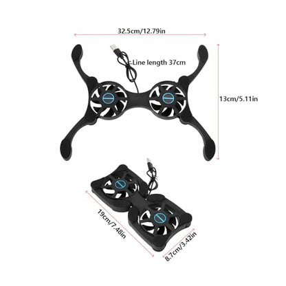 OTOTEC 2Pcs Laptop Cooling Mat Mini USB Fan Dual USB Cooling Fan Pad Portable Laptop Cooler for 7-15 Inch Laptop 19x8.7cm/32.5x13cm Line Length 37cm