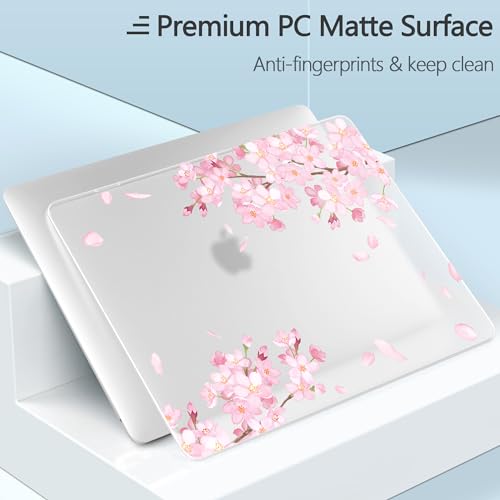 Designed for MacBook Pro 13.3 inch Case 2023-2016 A2338 A2251 A2289 A2159 A1989 A1708 A1706, Ultra-Thin Hard Shell Case with Keyboard Cover & USB Adapter & Webcam Cover, Cherry Blossoms - color: Fluttering Cherry Blossoms