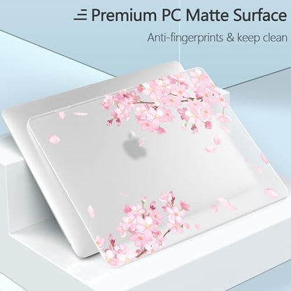 Designed for MacBook Pro 13.3 inch Case 2023-2016 A2338 A2251 A2289 A2159 A1989 A1708 A1706, Ultra-Thin Hard Shell Case with Keyboard Cover & USB Adapter & Webcam Cover, Cherry Blossoms - color: Fluttering Cherry Blossoms