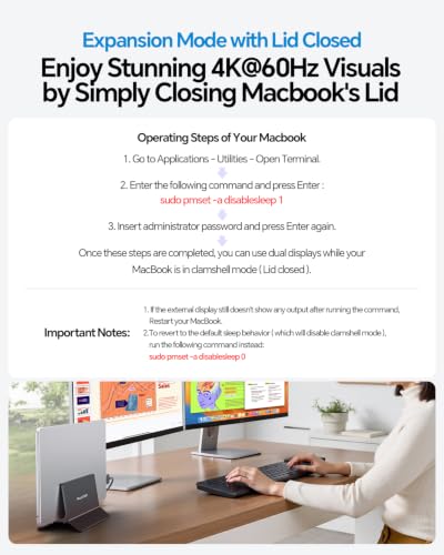 MacBook Docking Station Dual Monitor 4K@60Hz for MacBook Pro/Air M5/M4 | PULWTOP Vertical Laptop Dock Stand with M.2 NVMe SSD Enclosure, 2 HDMI, 10Gbps USB A/C, Ethernet, PD for Home & Office, Black