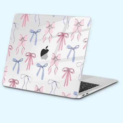 for MacBook Pro 13 inch Case 2022 M2 A2338 2020 Release– Fashionable Lightweight Floral Design Transparent HD Clear Laptop Shell, with TPU Keyboard Cover & OTG Adapters, Pink Bow - color: Pink bow
