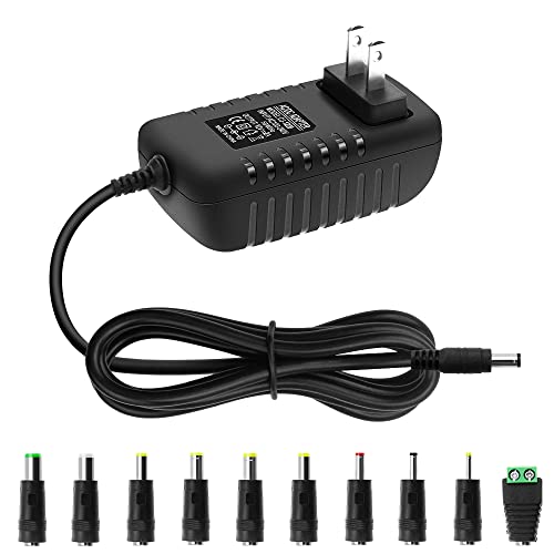 12V Power Supply 2A AC/DC Adapter 12Volt Wall Charger Replacement Power Cord AC 100V-240V to DC 12Volt 2A 1.5A 1A Converter for LED Strip Light Security Camera GPS Webcam Router with 10TIPS