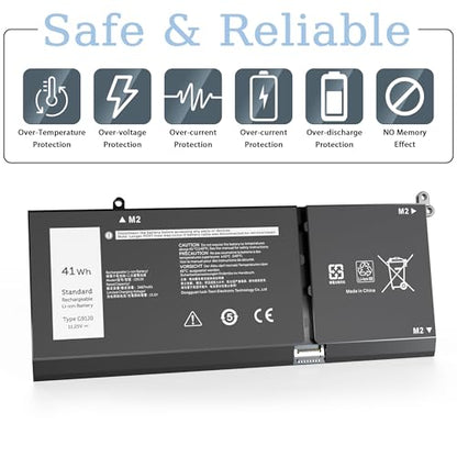 41Wh G91J0 JGCCT N9XX Battery Replacement for Dell Latitude 3520 3420 3320 3330 Inspiron 3510 3511 3515 3525 3530 5310 5410 5418 5510 5515 5518 14 Plus 7420 7415 2-in-1 Vostro 5620 5625 11.25V - size: 6.92*3.75*0.55inch G91J0