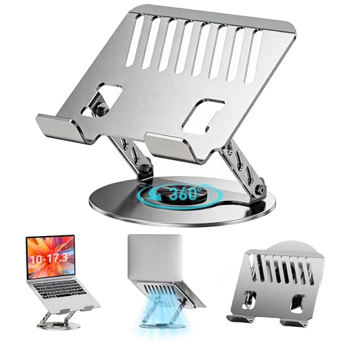 Laptop Stand for Desk - All-Metal Ergonomic Computer Stand & Laptop Riser, 360° Rotatable & Adjustable & Foldable, Laptop Holder for MacBook Pro/Air, Dell XPS, HP, Notebooks (10-17.3"), Gray - color: A. Extra Large Heavy-Duty, size: Extra Large Heavy-Duty