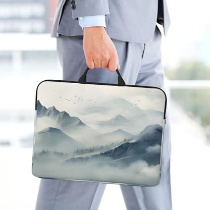 Ink Mountains and Rivers 14 Inch Laptop Sleeve Case，Handheld Waterproof/Shockproof Computer Carrying Bag Suitable for Daily Travel/Tourism/Business Trips, etc - color: Ink Mountains And Rivers
