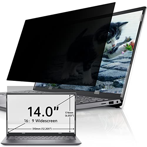IPROKKO Laptop Privacy Screen 14 Inch 16:9 Aspect, Compatible with HP, Dell, Acer, Asus, Samsung, Lenovo Yoga & More, Removable Anti Blue Light Glare Spy Computer Monitor Filter Security Shield - size: 14" (16:9)