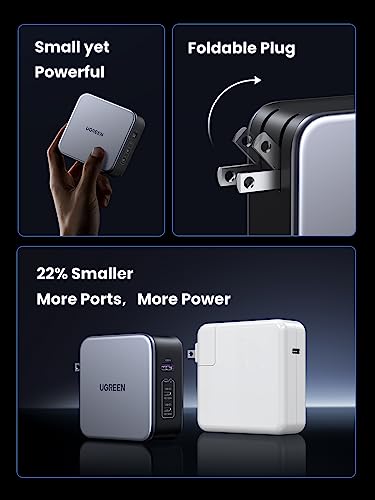 UGREEN Nexode 140W GaN USB C Laptop Charger, 3-Port PD 3.1 PPS Foldable Fast Wall Charger with 240W Cable for MacBook Pro 16", iPhone 17/16/15, Pixel 10/9, Galaxy S25/S24, Chromebook