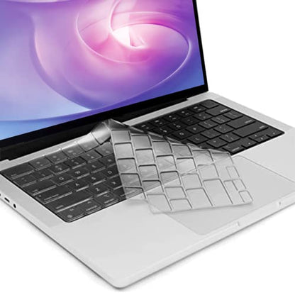 Keyboard Cover Ultra Thin for MacBook Air 13.6 inch M2 A2681 2022 & MacBook Pro 14/16 inch M1 Pro/Max A2442/A2485 2021, Waterproof TPU Protective Skin, Transparent
