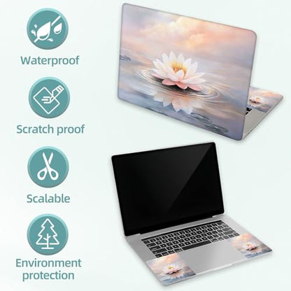 Universal Laptop Skin Decal, 3-Piece Vinyl Protector for 12 13 14 15.6" Notebook, Waterproof Anti-Scratch, Easy Trim & Bubble-Free Finish, Elegant Lotus Flower - color: Elegant Lotus Flower