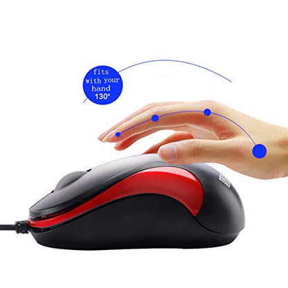 USB Mouse 2 Pack Computer Mouse Ergonomic Optical Wired Mice for Office and Home,Compatible with Computer Laptop PC Desktop Red by SOONGO - color: Redouble