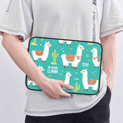 Laptop Sleeve Bag 15.4 15.6 Inch,Cute White Llama Cartoon Alpaca Cactus Green Protective Polyester Computer Cases Laptop Cover Briefcase Bag Tablet Travel Cover - color: LPS-004