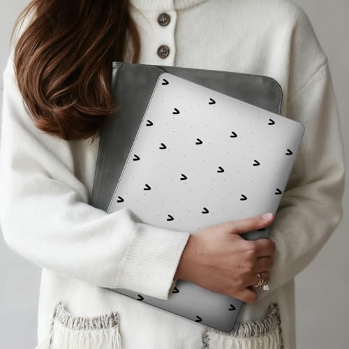 for MacBook Air 13.6 Inch Case M5/M4/M3/M2 2026-2022 Release A3449 A3240 A3113 A2681 Cute Black Polka Dot Heart Design Crystal Clear Girly Case Laptop Protective Hard Shell Cover - color: Heart Polka Dot/Black