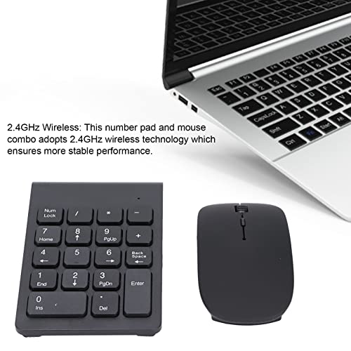 Cordless Numeric Keypad, 2.4Ghz 1200 DPI Responsive Portable 18 Keys Number Pad 4 Keys Mouse Combo with Receiver for Home Office Travel, Plug and Play