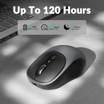 Keychron BM24 Portable Wireless Mouse, 2400 DPI Quiet Clicks, 2.4 GHz/Bluetooth 5.2/Wired with Programmable Buttons, Long Battery Life for Laptop PC/Mac/Windows - Metal Gray - color: Metal Gray