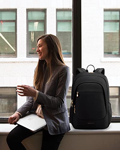 Travel Backpack for Women, 15.6 Inch, Black | Laptop Backpack, USB Charging Hole, Water Resistant, Large Capacity, College Bookbag - color: Black, size: 15.6 Inch without Wheels