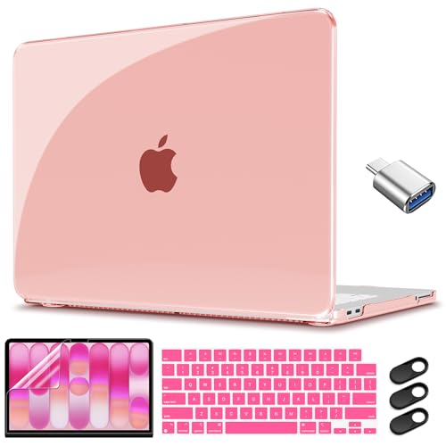 CISSOOK for MacBook Neo 13 inch Case 2026 Pink A3404 with A18 Pro Chip | 5in1 Set Hard Shell Case, Keyboard Cover, Screen Protector, Scratch Resistant, Ultra-Thin, for Students & Office - color: Crystal Pink