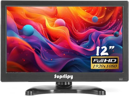 12 inch FHD Small IPS Monitor LCD Display Screen 1920x1080 60Hz 16:9 with BNC VGA AV Input Built-in Lounspeakers for CCTV Security Camera DVR PC RasPi - color: 12 Inch 1920x1080