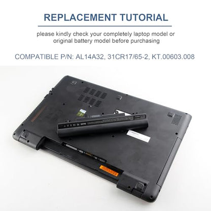 TREE.NB Laptop Battery AL14A32 for Aspire E1-571 E5-571 E5-411 E5-421 E5-511 E5-521 V3-472 V3-572 E14 E15 Touch Extensa 2509 2510 Travelmate P246 TMP246 Series, 4400mAh/11.1V/6-Cells - size: 8.05x2.03x0.78inch E5-571