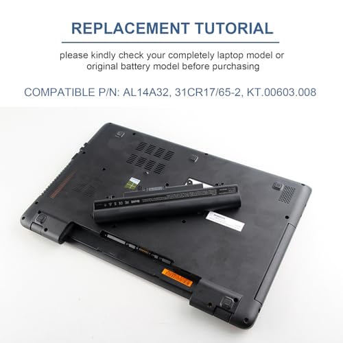 TREE.NB Laptop Battery AL14A32 for Aspire E1-571 E5-571 E5-411 E5-421 E5-511 E5-521 V3-472 V3-572 E14 E15 Touch Extensa 2509 2510 Travelmate P246 TMP246 Series, 4400mAh/11.1V/6-Cells - size: 8.05x2.03x0.78inch E5-571