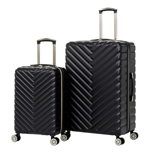 Kenneth Cole REACTION Madison Square Lightweight Hardside Chevron Expandable Spinner Luggage, Black, 2-Piece Set (20" & 28") - color: Black, size: 2-Piece Set (20" & 28")