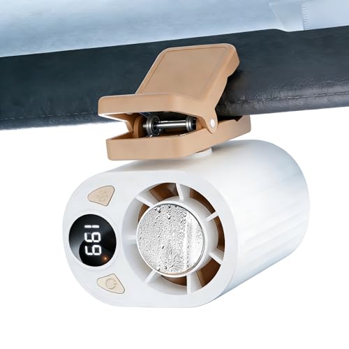 Foluu 199 Speeds Portable Clip Fan with LED Display, 18000RPM Turbo Cooling Personal Fan for Car, Desk, Umbrella, Waist, 360°Rotatable Rechargeable Mini Fan for Outdoor Camping Hiking (White) - color: White