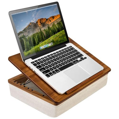 ROSSIE Home Acacia Wood Easel Lap Desk – Java, Fits 15.6” Laptops | Adjustable 7-Level Laptop Stand, Portable Workstation with Open Storage - color: Java