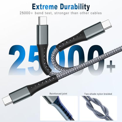 DFLASHS USB-C to USB-C 60W 3FT 3-Pack, Nylon Braided Fast Charging Cable | Compatible with Samsung, iPhone, Pixel, iPad, MacBook. Nylon braided, fast charge. - size: 3FT