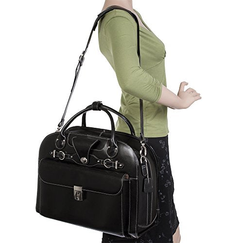 McKleinUSA W Series, ROSEVILLE, Top Grain Cowhide Leather, 15" Leather Fly-Through Checkpoint-Friendly Patented Detachable -Wheeled Ladies' Laptop Briefcase, Green (96641) - color: Green