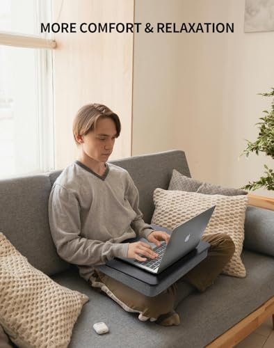 ZEAPTAC Lap Desk with Pillow Cushion, Portable Bed Desk, Fits up to 15.6 inch Laptop, Lap Stand for Bed & Couch & Carpet, Book/Tablet/Drawing Board Stand - Black - color: Black