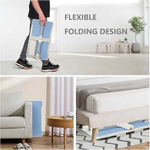 Adjustable Lap Desk with USB Fan & LED Light, Height & Angle Adjustable Laptop Bed Tray Table, Foldable Laptop Stand for Bed, Couch, Sofa & Floor, Blue - color: Blue