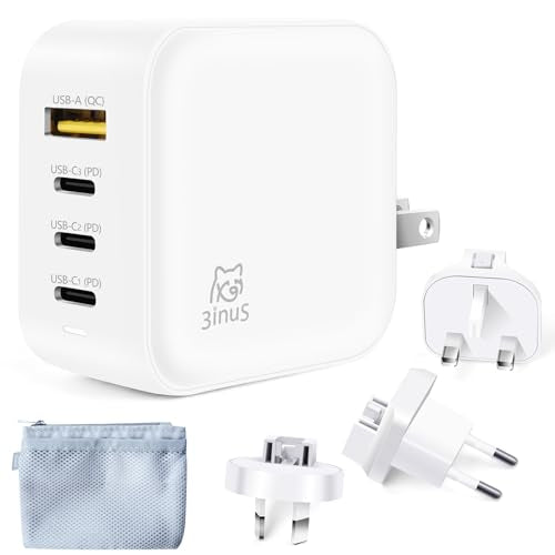 100W GaN USB C Charger Block, 4-Port Portable Fast Wall Charger with Foldable Plug & Travel Adapters, Fast Charging Station for iPhone 17/16/15 Pro Max/Plus, MacBook, ipad, Samsung, Laptop