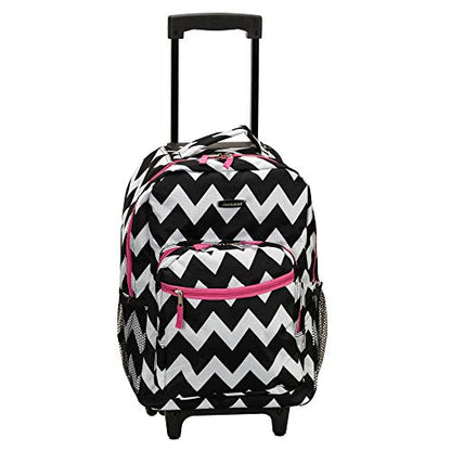 Rockland Double Handle 17" Rolling Backpack, Pink Chevron - color: Pink Chevron, size: One Size