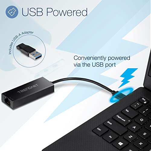 TRENDnet USB-C 3.1 to 2.5GBASE-T Ethernet Adapter, TUC-ET2G | NDAA & TAA Compliant, Windows & Mac Compatible, USB Type-C to USB-A Converter Included, Up to 2.5Gbps Speeds - size: USB-C 3.1, style: 2.5 Gbps