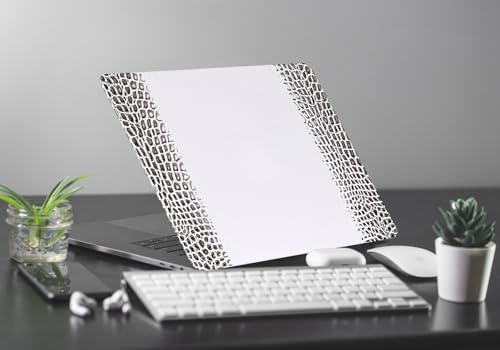 Crocodile Case for MacBook Air 13 inch 2026 M5, 2022-2025 M4/M3/M2 | Model A3449 A3240 A3113 A2681, Texture Crocodile Aligator Skin Snakeskin PU Leather Hardshell & Keyboard Cover, Black White - color: ## Black White Crocodile