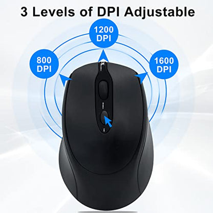 Bluetooth Mouse,Rechargeable Wireless for Laptop/iPad/MacBook Pro/Air, Silent Mouse Portable Slim for Surface Pro/PC/Lenovo/Samsung Tablet (Black) - color: Black