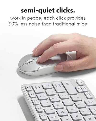 Macally Wireless Bluetooth Mouse for Mac, MacBook Pro/Air, iPad, and PC - Comfortable and Quiet Compatible Wireless Apple Mouse - Rechargeable Battery - Silver - color: Silver