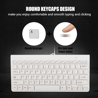 Wired Keyboard and Mouse, Ultra-Thin USB Keyboard Optical Mouse Set ComboFull Size Wire Corded Keyboard Mouse Combo Set with Number Pad for Laptop,PC,Desktop(White)