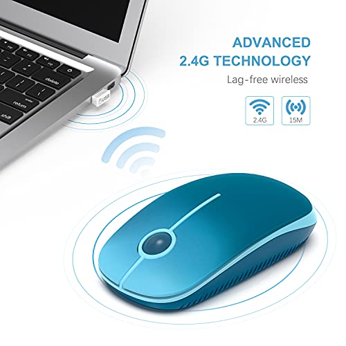VssoPlor Wireless Mouse, 2.4G Slim Portable Computer Laptop Mouse with Nano Receiver Quiet Silent Optical Mice for Notebook, PC, Laptop, Computer-Gradient Blue - color: Gradient Blue