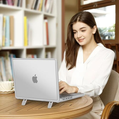 MOSISO Compatible with MacBook Pro 14 inch Case M5 M4 M3 M2 M1 2026-2021 | 4 in 1 Kit Shock-Absorbing Shell with Fold stent, A3427 A3426 A3434 A3112 A3185 A3401 A2918 A2992 A2779 A2442, Matte Clear - color: Matte Clear