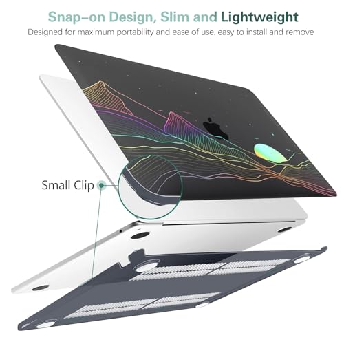 Clear Black Case for MacBook Pro 13 inch 2022-2016 M2 M1 A2338 A2289 A2251 A2159 A1989 A1706, Plastic Hard Shell Case & Keyboard Cover, Sunrise - color: Clear Black Sunrise