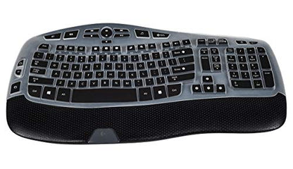 CaseBuy Keyboard Cover Compatible with Logitech K350 MK550 MK570 Wireless Wave Keyboard Accessories, K350 MK550 Keyboard Silicon Protector Skin, Black - color: Black