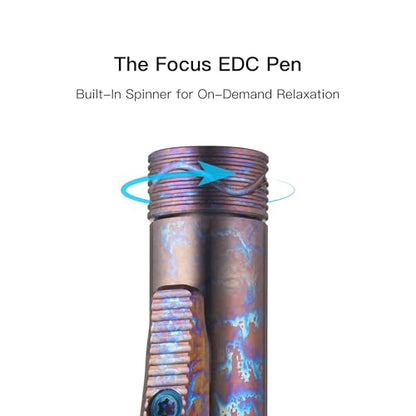 OKNIFE B1 Lightning Strike Titanium Pen, 2-in-1 Clip, 2 pcs Refills | Bolt Action EDC Pen with Built-in Spinning Top for Smooth Writing and Everyday Carry (Lightning Strike Titanium) - color: Lightning Strike Titanium