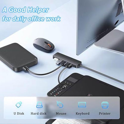 USB 3.0 Hub, 4 Port USB Hub Extender Splitter Ultra Slim USB-A Data Hub-1ft