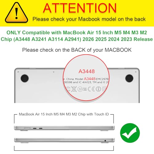 Fintie Rugged Case for MacBook Air 15 Inch, Clear | A3448 A3241 A3114 A2941, 2023 2024 2025 2026, M2 M3 M4 M5, TPU Bumper, Heavy Duty Hard Shell Cover - color: Clear