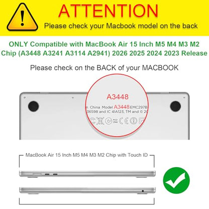Fintie Rugged Case for MacBook Air 15 Inch, Glittering Clear | A3448 A3241 A3114 A2941, 2023 2024 2025 2026, M2 M3 M4 M5, TPU Bumper, Heavy Duty Hard Shell Cover - color: Glittering Clear
