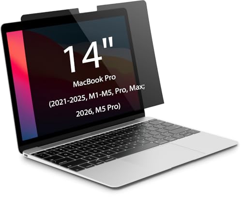 Magnetic Privacy Screen for MacBook Pro 14 inch (2021-2026, M1, M2, M3, M4, M5, Pro, Max), Detachable Screen Protector, Blue Light Blocking, Anti Glare Protector and Privacy Filter Shield - size: Macbook Pro 14 inch
