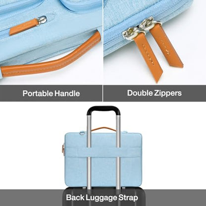MOSISO 360 Protective Laptop Shoulder Bag, 13-13.3 inch Computer Bags | Compatible with MacBook Pro 14, HP, Dell, Lenovo, Asus, Side Open Messenger Bag with 4 Zipper Pockets&Handle, Air Blue - color: Air Blue, size: 13.3 inch