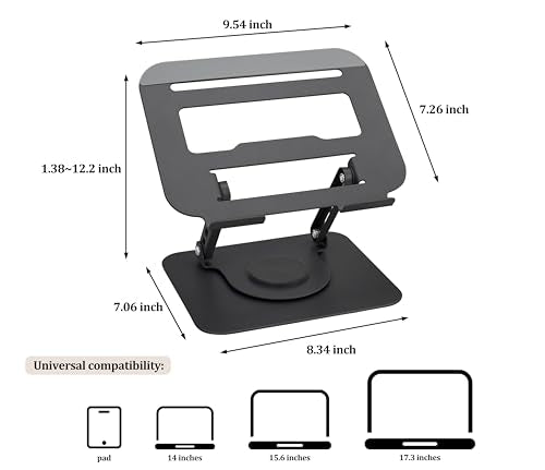 Laptop Stand Ergonomic Design, Adjustable Angel and Height, Foldable fits for laptops, notebooks up to 17.3 Inch (Grey) - color: Grey