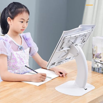 Cabilock Ergonomic Laptop Holder and Riser Stand with Anti-Slip Base, Portable Foldable White Laptop Support for Desk Reading and Study